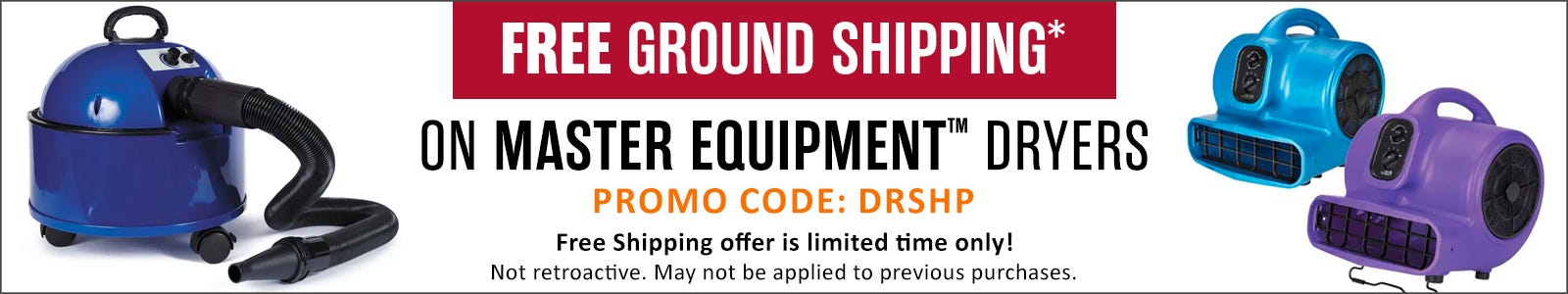 Free Ground Shipping on Master Equipment Dryers