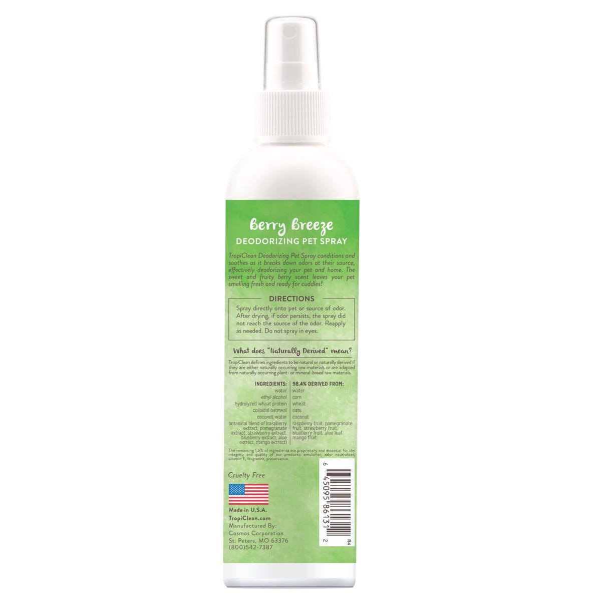 TropiClean Dog Grooming Deodorizing Spray 8oz Berry Breeze